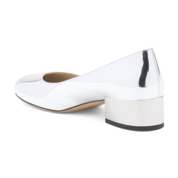 THEORY Made In Italy Leather Round Toe Heeled Ballet Pumps - Picture 2 of 3